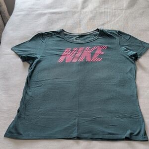 Nike Women's Teal Tee with Pink Logo